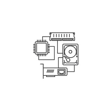 Computer Hardware Components Diagram Illustration.
