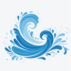 Fototapeta premium Stylized Blue Ocean Waves and Water Splashes