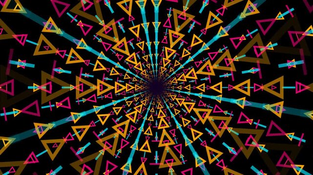 80s Retro Synthwave Neon Wireframe Tunnel Loop