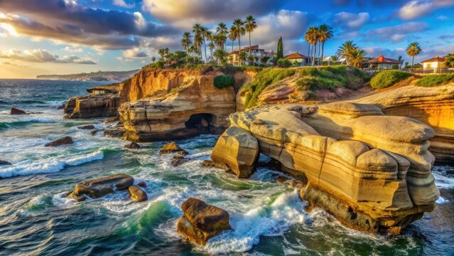Seaside rock formation in la jolla