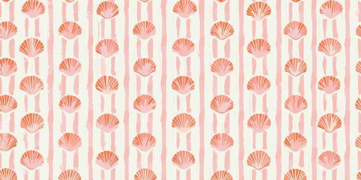 seashell stripes pattern on white background scallop
