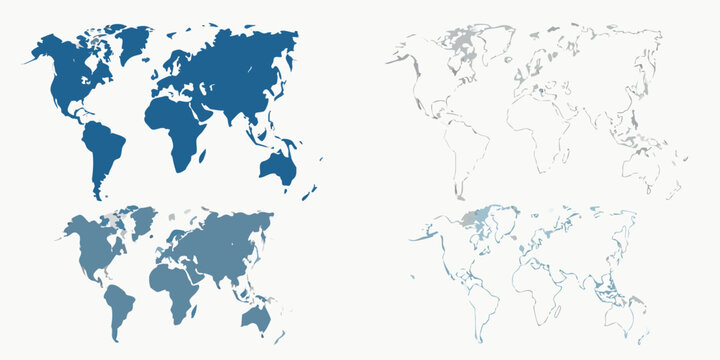 world map silhouettes in blue and gray
