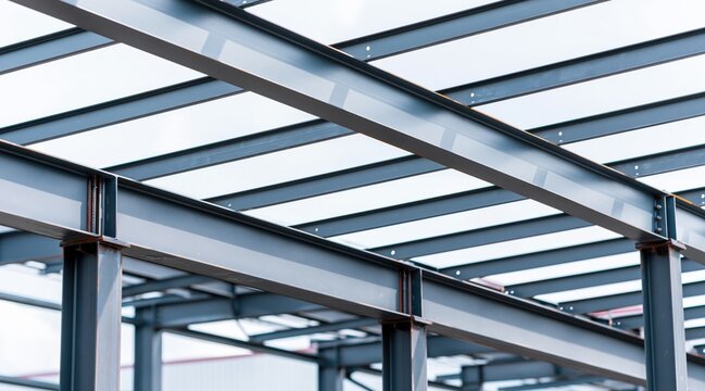 Steel structural frame for industrial building construction
