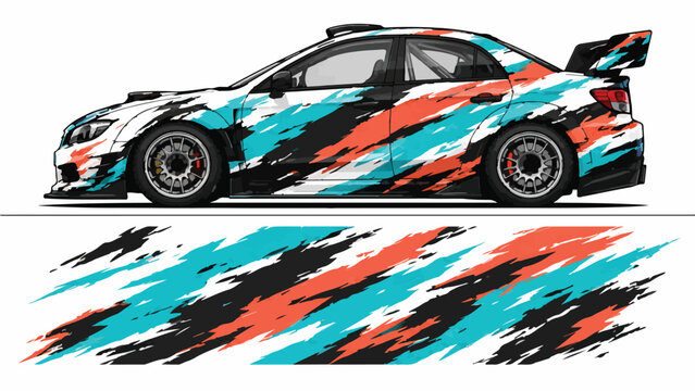 Car with colorful racing stripe design 4.