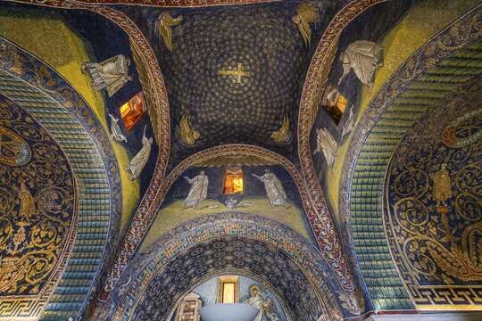 Beautiful mosaics in the Basilica di San Vitale, Unesco world heritage site Ravenna, Italy