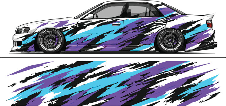 Car with colorful racing stripes design 11.