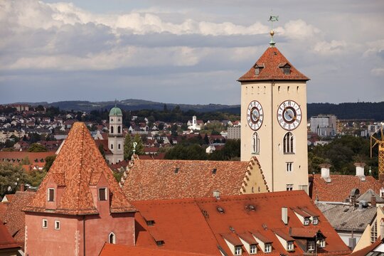 Clock tower of the Old Town Hall, Regensburg, Bavaria, Germany