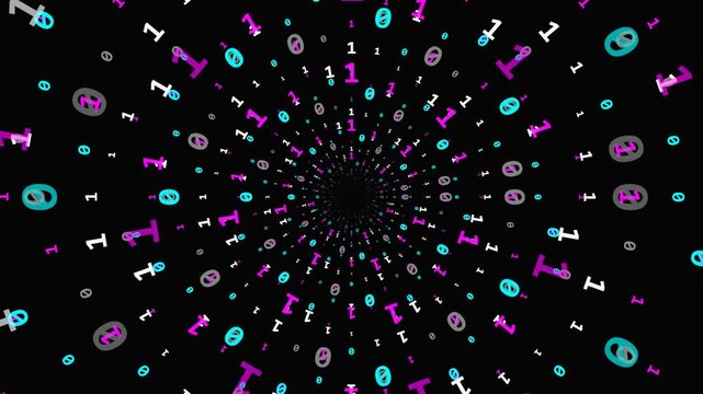 Monochrome Glitch Binary Code Tunnel Loop