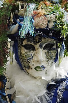 Portrait of mermaid mask at carneval in Venice, Italy