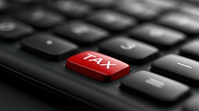 Close up of red tax button on calculator keypad