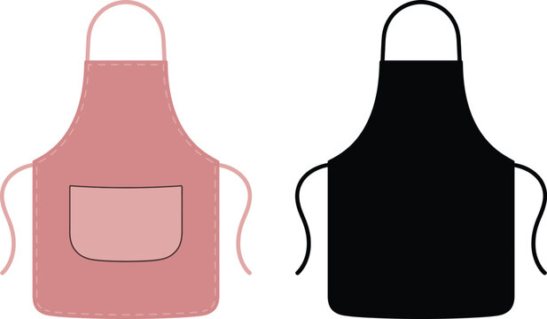 Kitchen apron silhouette and pink protective clothing with front pocket.