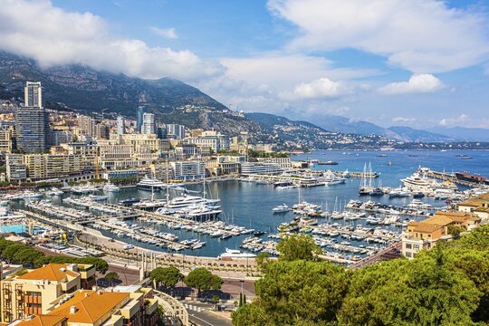 The port of Monte-Carlo, view from the Principality of Monaco, Monaco, Provence-Alpes-Cote dAzur, South of France