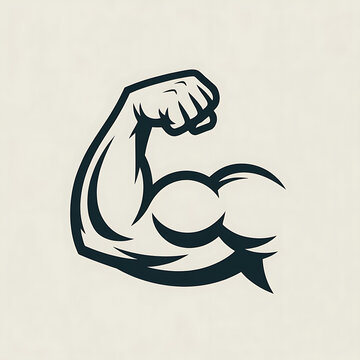 Strong muscular bicep flex arm vector illustration, bodybuilder power icon and fitness gym concept isolated on light background