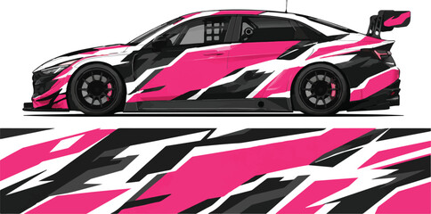 Obraz premium Pink Black and White Racing Car 4.