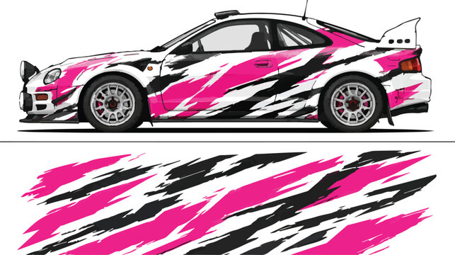 Pink Black and White Racing Car 1.