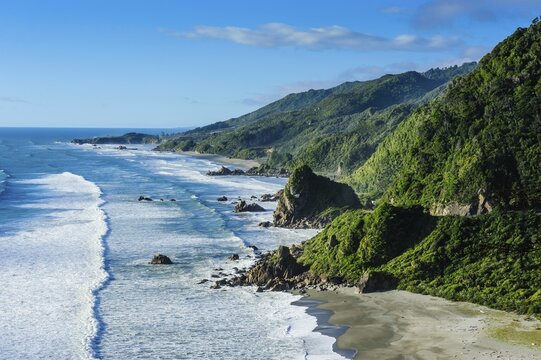 Untouched west coast between Greymouth and Westport, South island, New Zealand