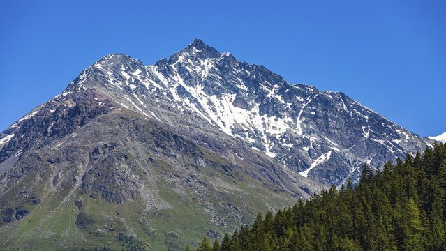 View of the Valais Alps, here the summit of Les Diablons, Val d'Anniviers, Valais Alps, Canton Valais, Switzerland