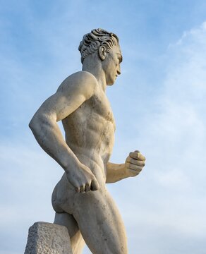Athlete statue at Stadio dei Marmi, Foro Italico, Rome, Italy