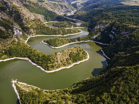 Uvac river meandering through the mountains, Uvac Special Nature Reserve, Serbia