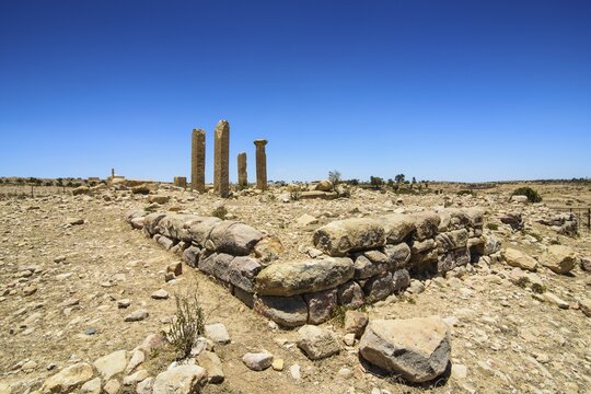 The columns of a ruined structure at the Pre-Aksumite settlement of Qohaito, Eritrea