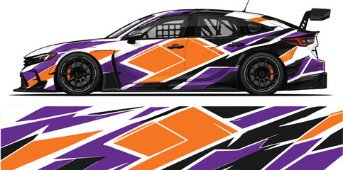 Obraz premium Racing Car with Colorful Decals Design 1.