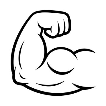 Bicep muscle flex arm vector icon, strong bodybuilder outline and gym fitness concept isolated on white background