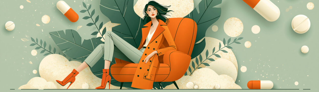 An illustrative depiction of cystitis management, including medication and lifestyle adjustments