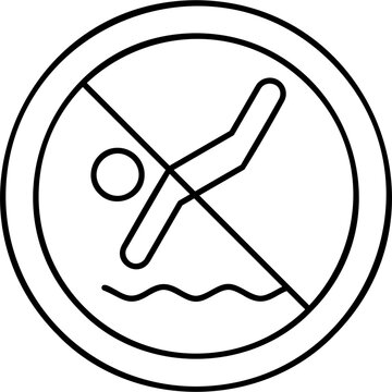 Line Art No Diving Icon