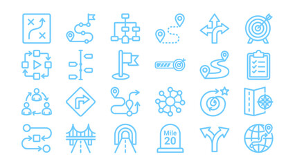 Fototapeta premium Business process, workflow, organization, and flowchart icon collection.