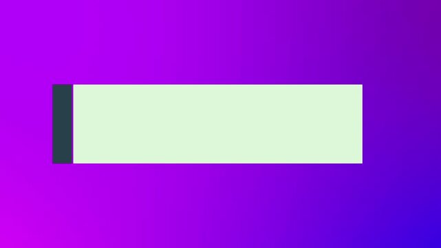 Minimalist lower third motion graphic animation with expanding bar on a purple gradient background.