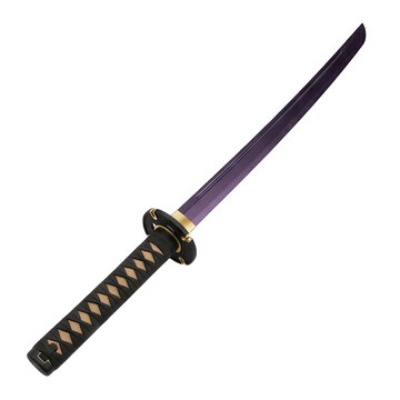 Purple Katana Sword with Black and Gold Handle