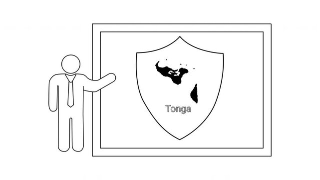 Presentation of Tongas map on a shield with a presenter.