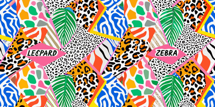 animal print collage pattern leopard zebra giraffe