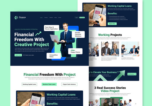 Corporate Finance and Business Website Landing Page UI Design