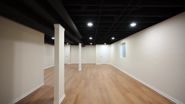 Element of the Interior after the repair basement, move wide camera shot