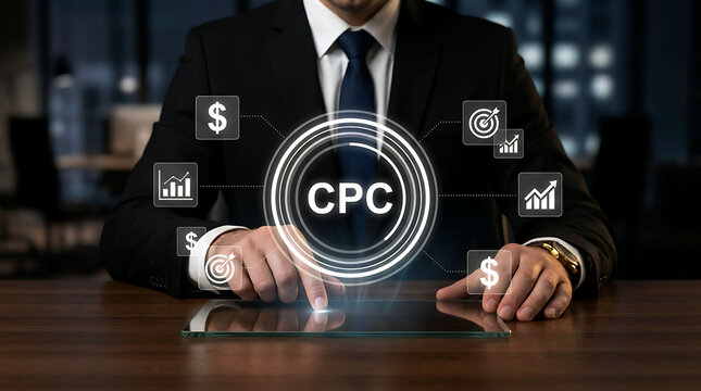 CPC Digital Advertising Strategy and Online Marketing Analytics Business Concept