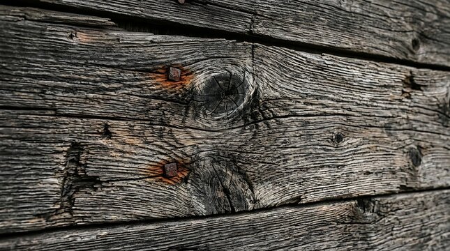A close-up view of a weathered wooden surface with a prominent knothole and rustic texture.