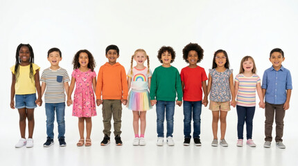 Obraz premium Group of children standing together outside.