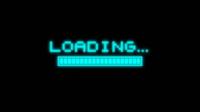 Retro Cyan 8-Bit Pixel Loading Bar Screen Animation Loop