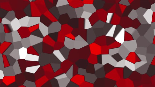 Abstract Geometric Mosaic Pattern: A vibrant mosaic of irregular polygons in shades of red, gray, and white creates a dynamic and abstract visual texture.