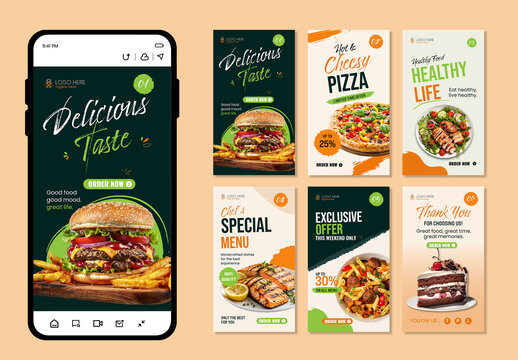 Modern Food Social Media Story Templates Collection