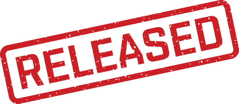 A textured red rectangular stamp clearly presents the word Released on a bright white surface