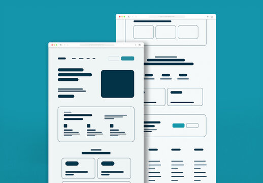 Modern Mobile Website Wireframe Design with Minimal Responsive Interface and Dashboard Layout