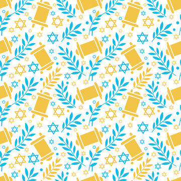 Jewish Symbol Pattern with Torah and Star of David
