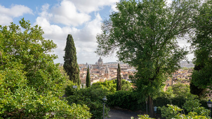 Obraz premium Panoramic View of Rome and Cathedral from a Hilltop, Italy