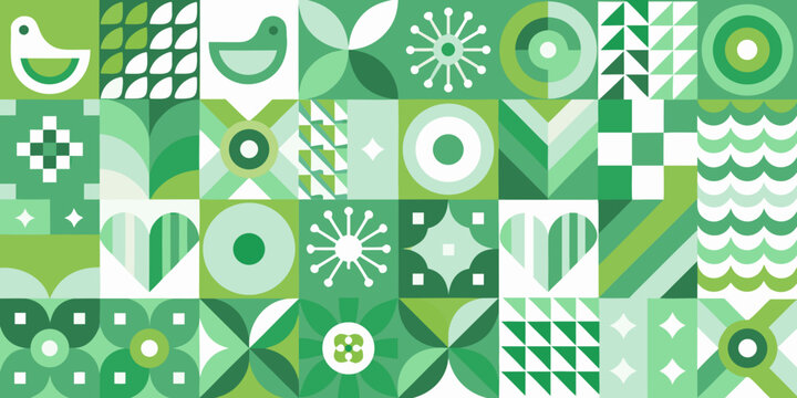geometric nature pattern in green shades vector