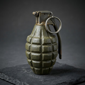 Green military grenade with pin illustration