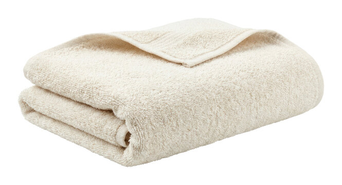 Folded Beige Terry Cloth Bath Towel