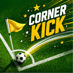 FIFA 2026 Corner Kick Action Stars Dynamic Football Stadium Green © Eps