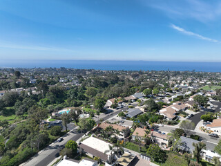 Obraz premium Aerial view of Cardiff by the Sea, usually referred to as Cardiff, is a beach community in the incorporated city of Encinitas in San Diego County, California
